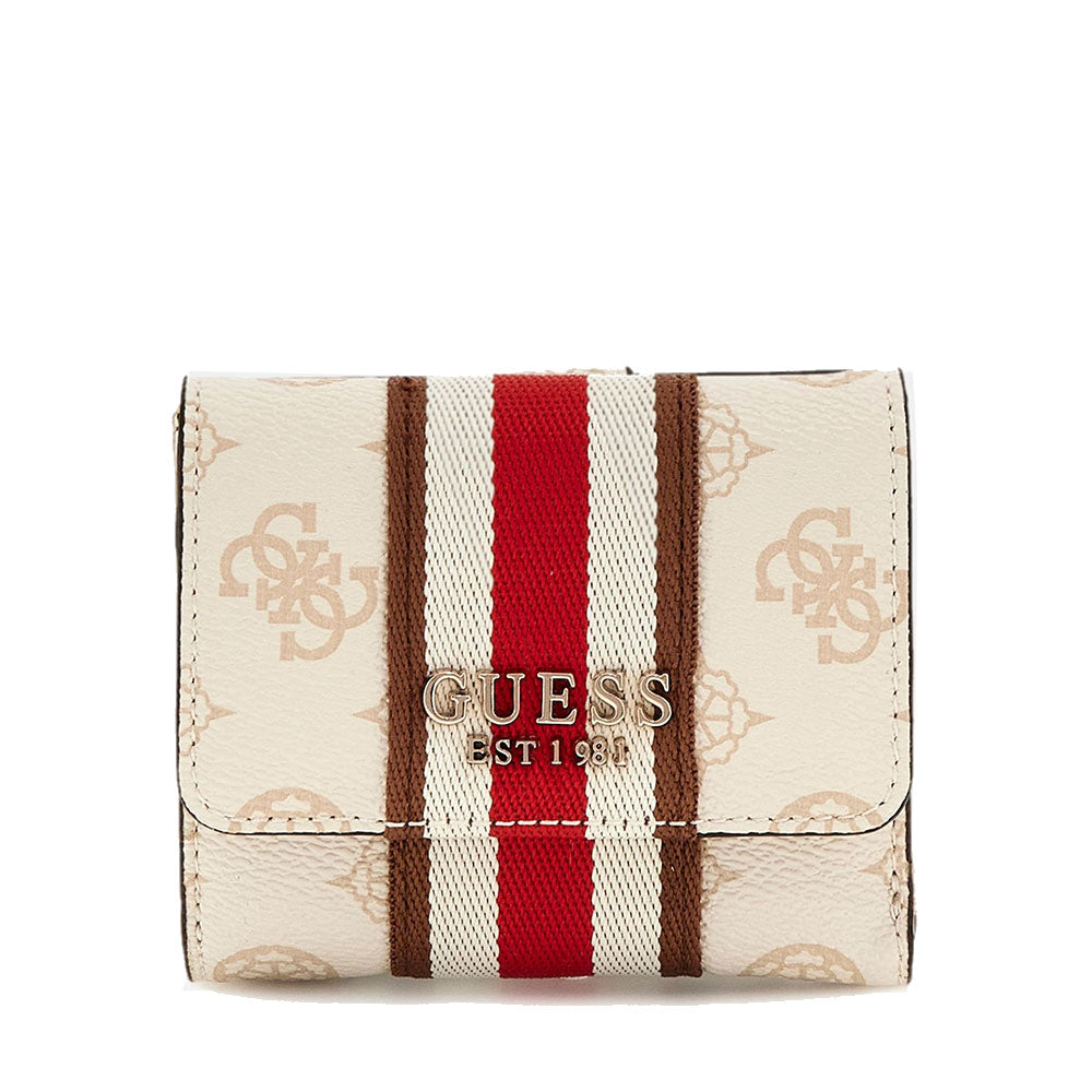 Portafoglio Donna GUESS Chiuso con Bottone Linea Nelka Colore Cream Logo