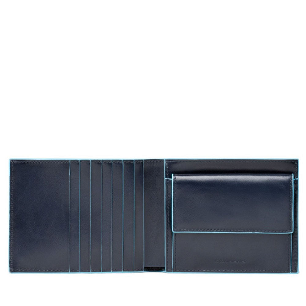 Portafoglio Uomo Piquadro In Pelle Blu con Portacarte Orizzontale
