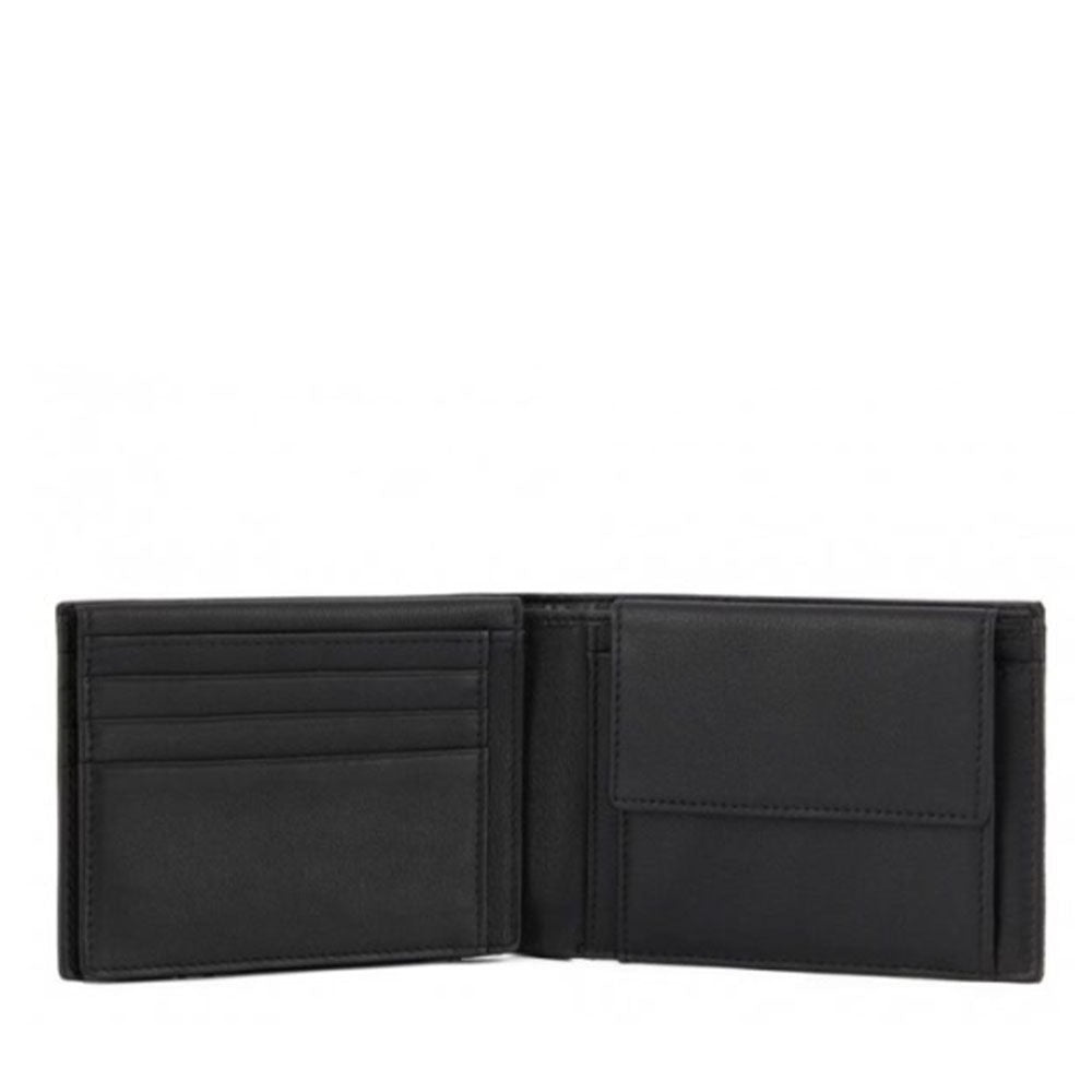 Portafoglio Uomo PIQUADRO in Tessuto e Pelle Nera con Pattina Linea Woody - PU1392S117R