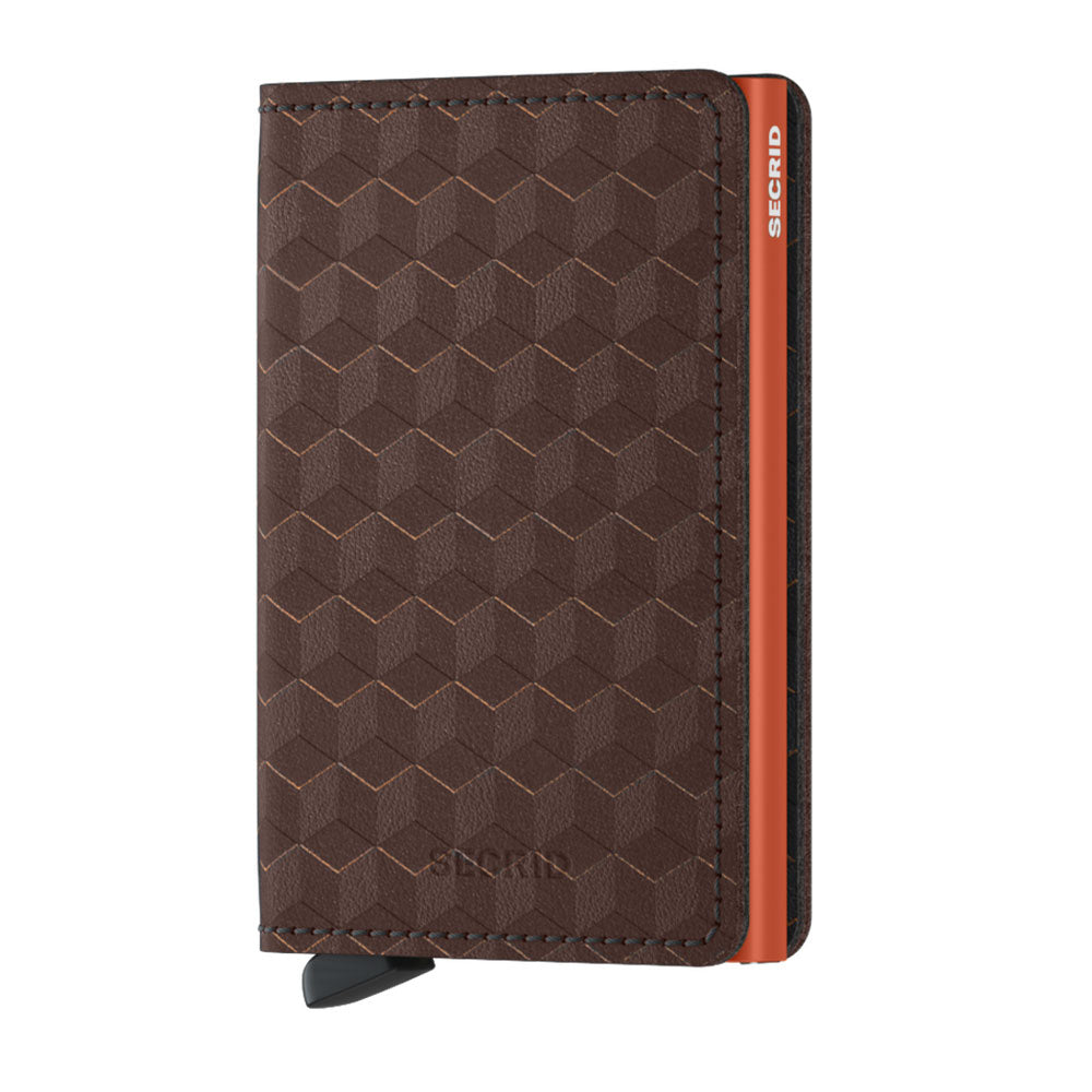 Porta Carte SECRID linea Slimwallet Optical in Pelle Brown-Orange con RFID