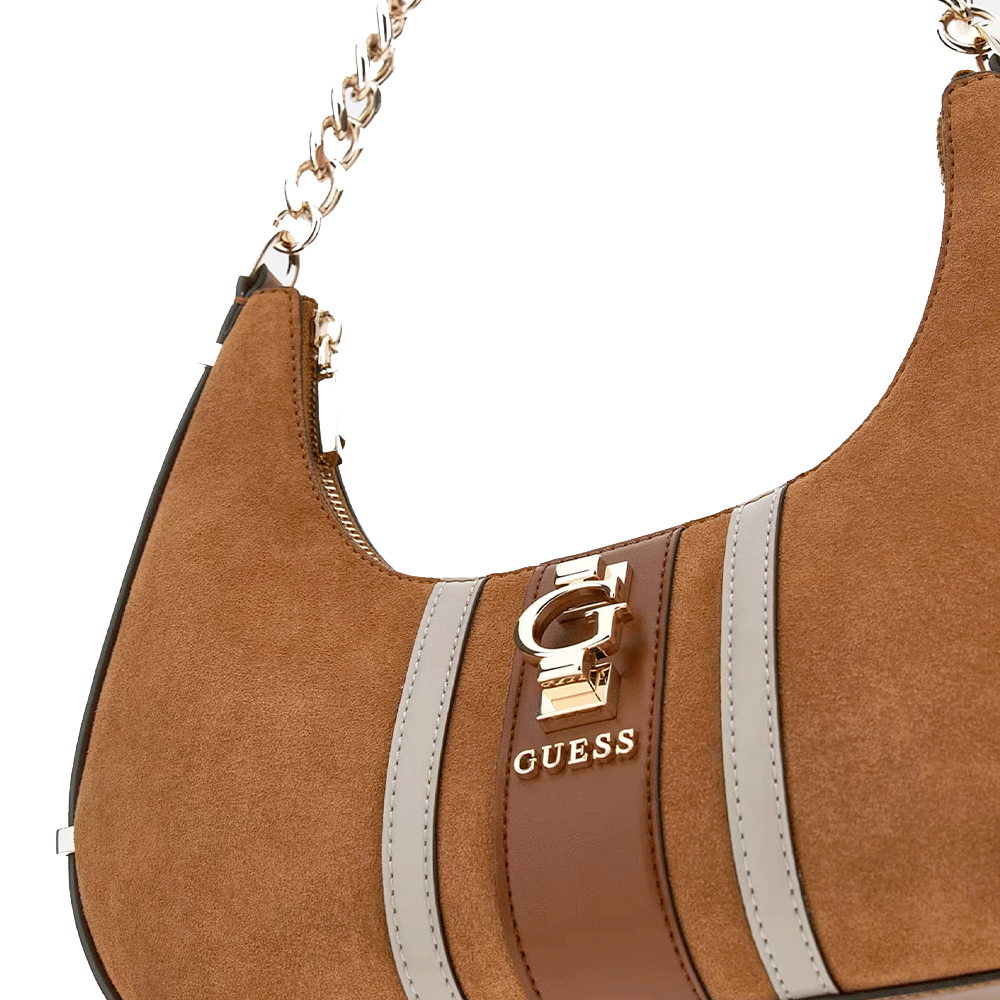Borsa Donna a Spalla GUESS in Pelle Linea Erenia colore Cognac Multi Misura Piccola