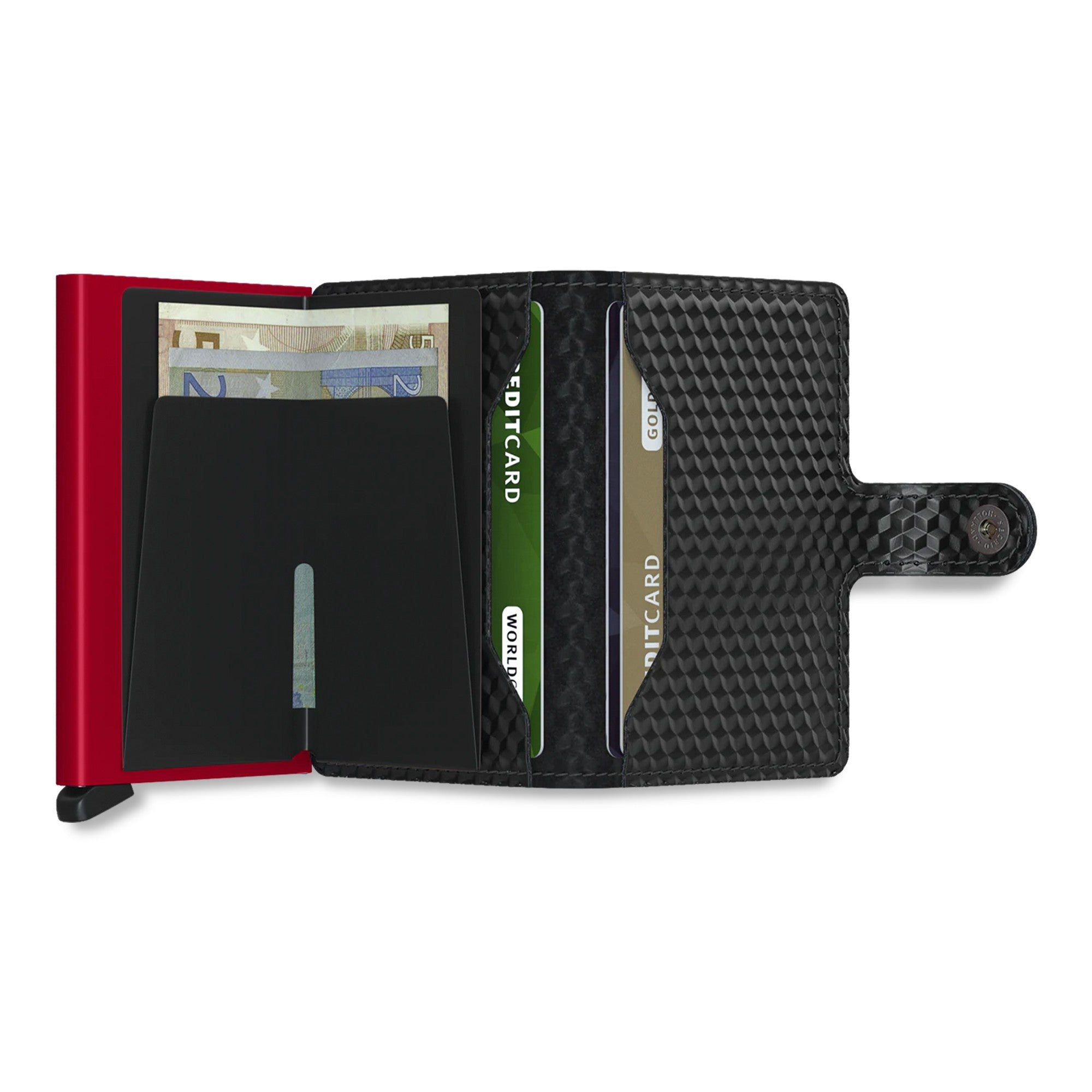 Porta Carte con Clip SECRID linea Cubic in Pelle Black-Red con RFID