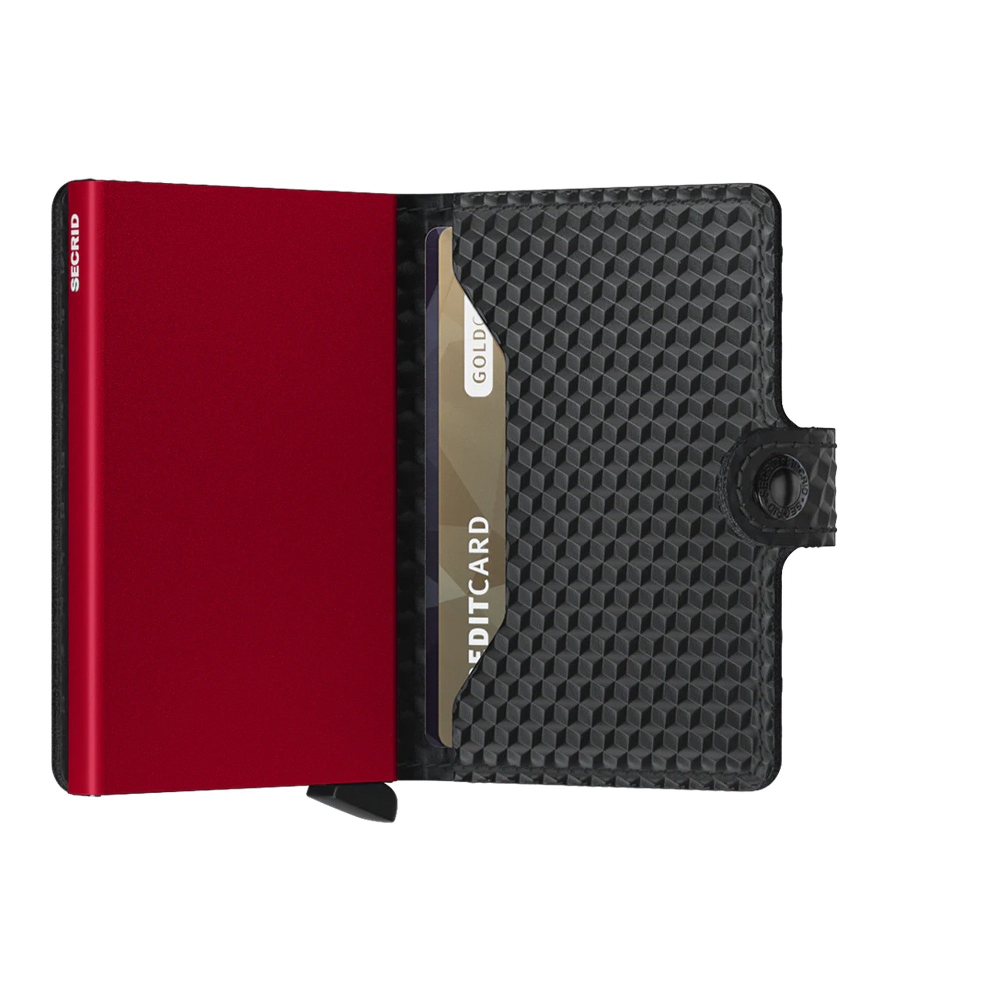 Porta Carte con Clip SECRID linea Cubic in Pelle Black-Red con RFID