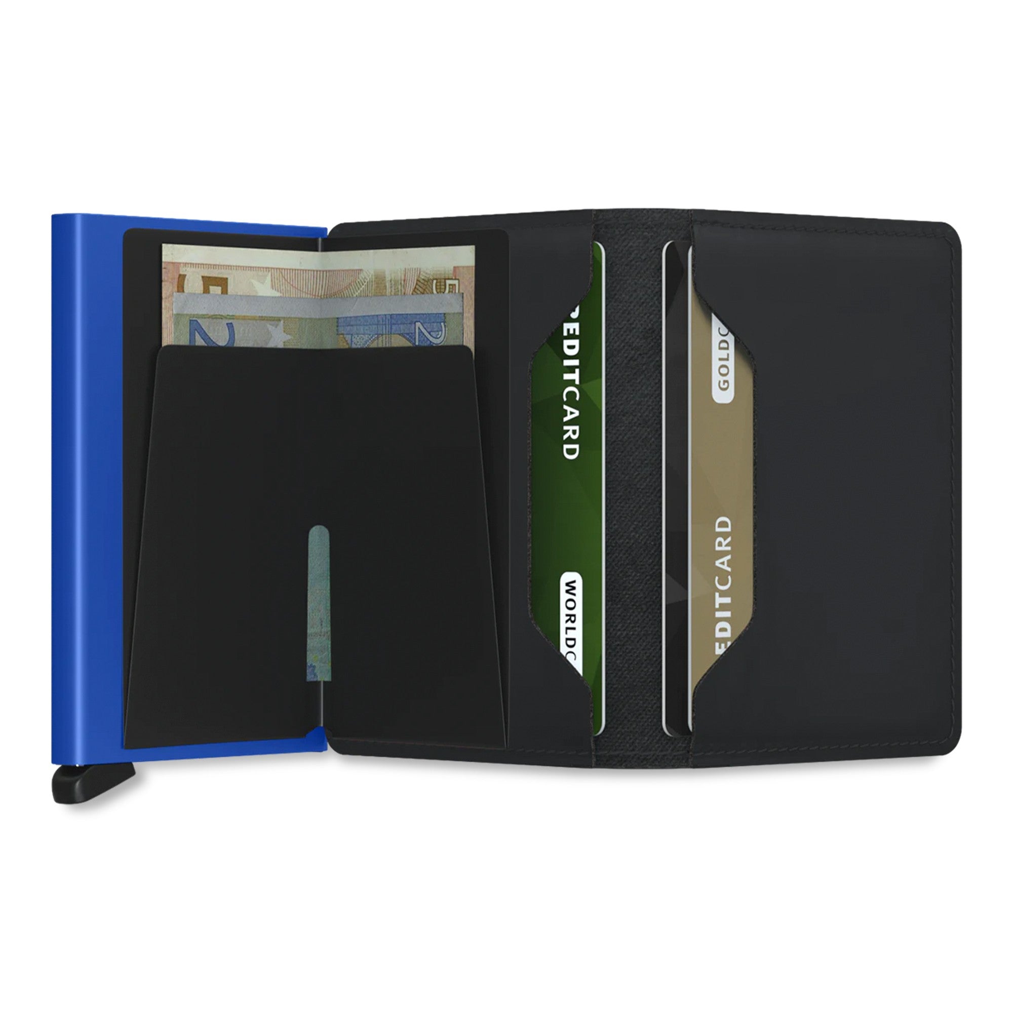 Porta Carte SECRID linea Matte in Pelle color Black & Blue con RFID