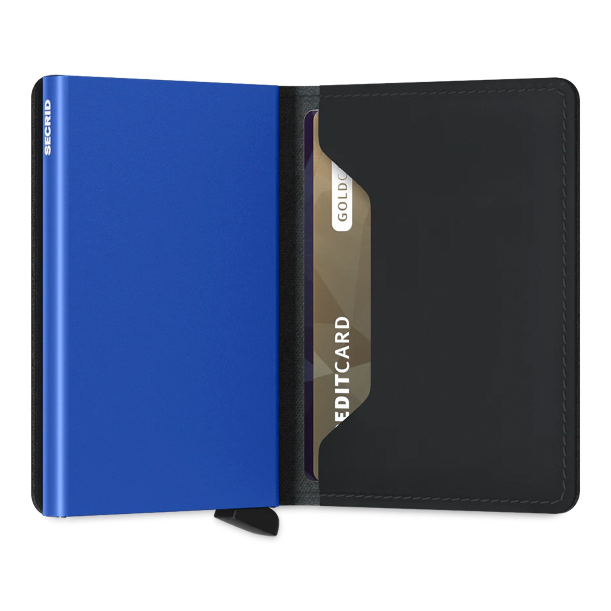 Porta Carte SECRID linea Matte in Pelle color Black & Blue con RFID