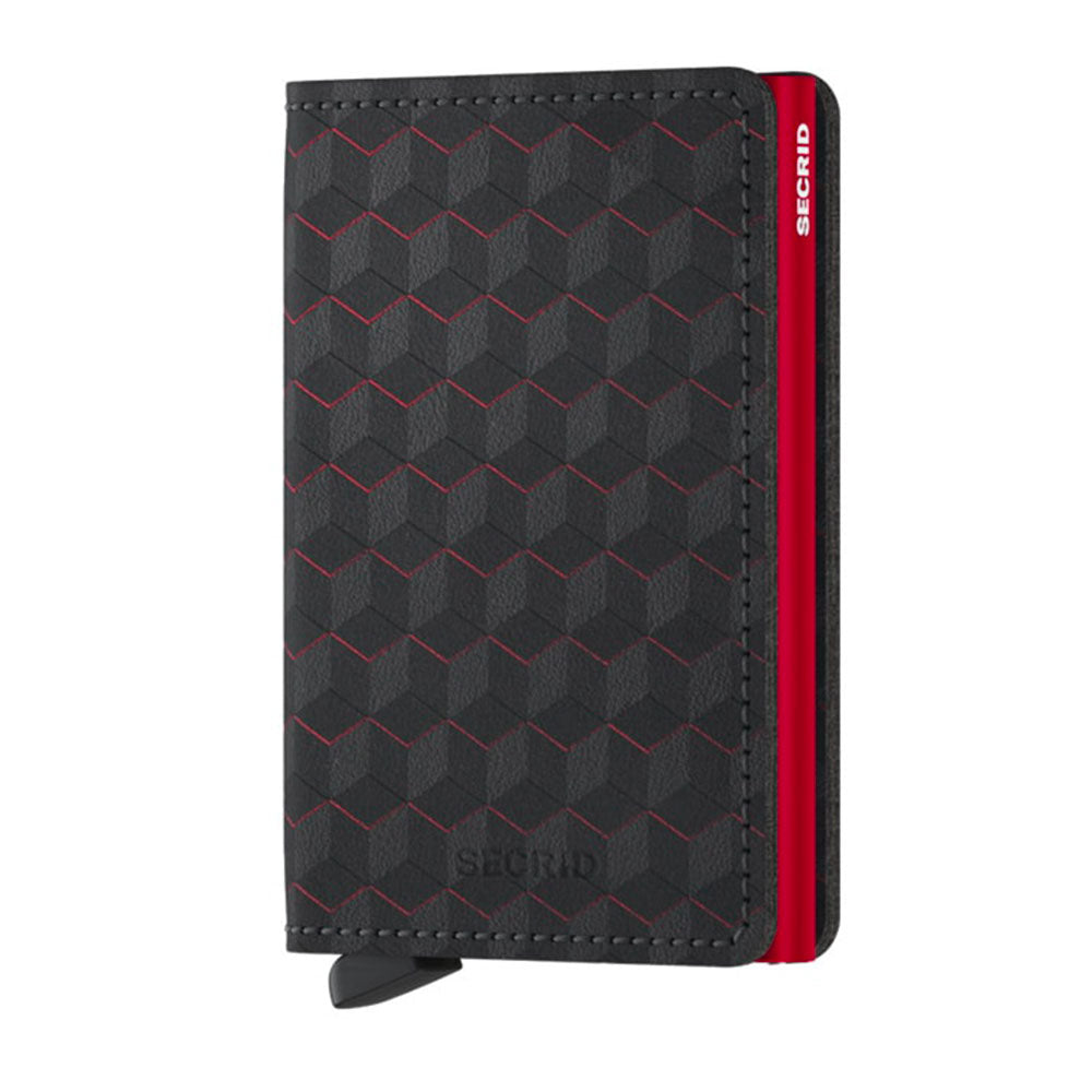 Porta Carte SECRID linea Slimwallet Optical in Pelle Black-Red con RFID