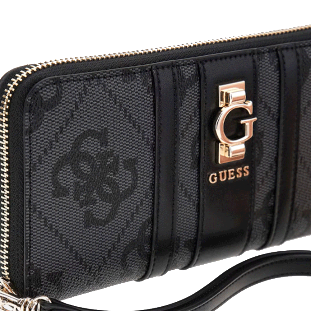 Portafoglio Donna GUESS Zip Around Linea Erenia colore Coal Logo