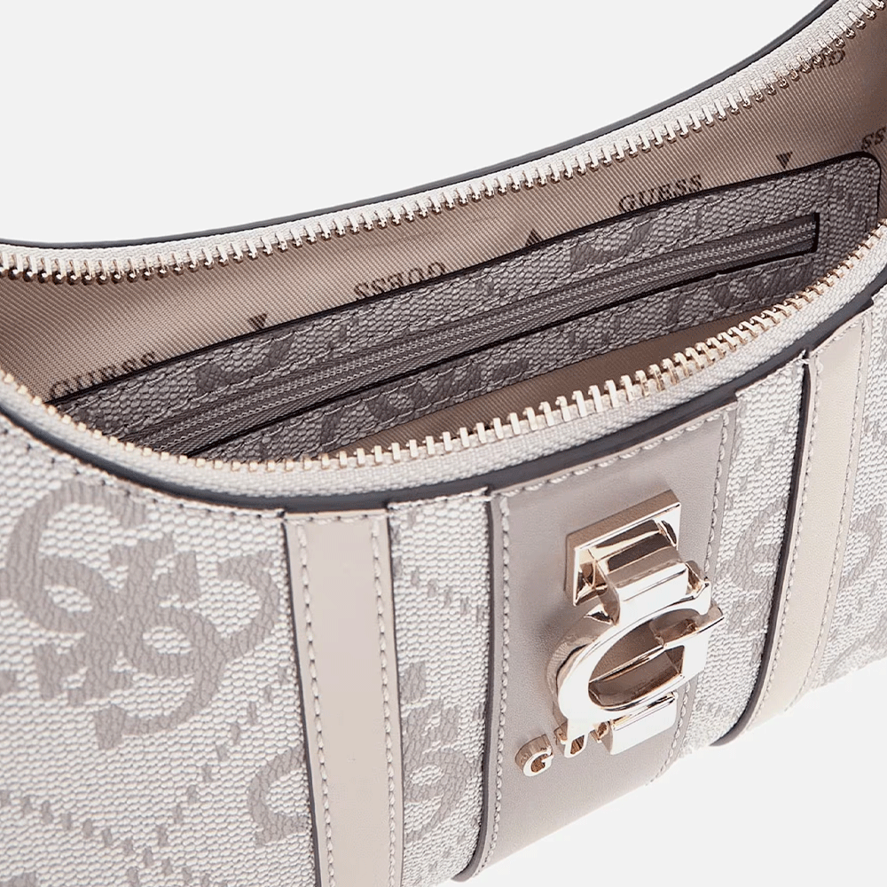 Borsa Donna a Spalla GUESS Linea Erenia colore Dark Taupe Logo Misura Piccola