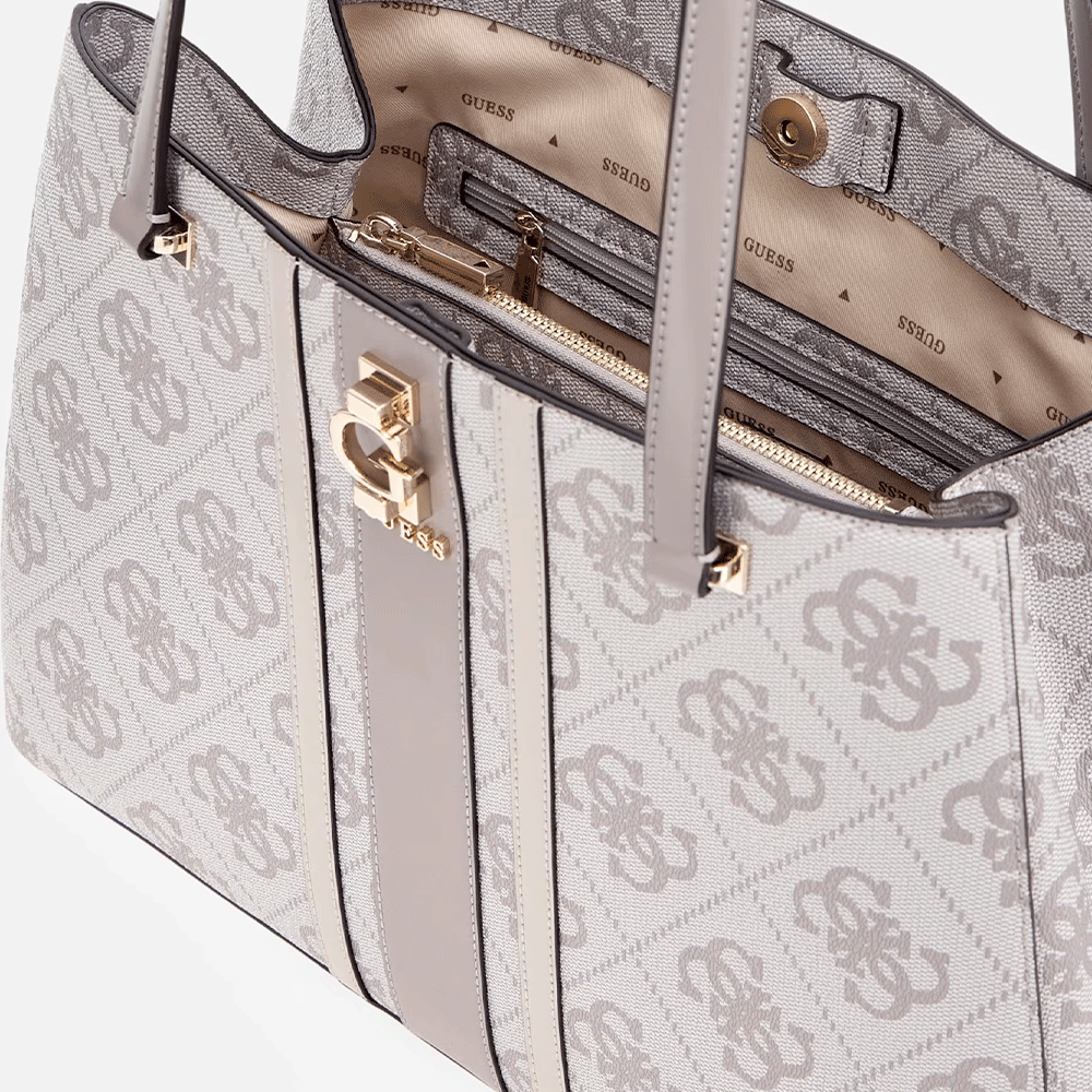 Borsa Donna Shopper a Spalla GUESS Linea Erenia colore Dark Taupe Logo
