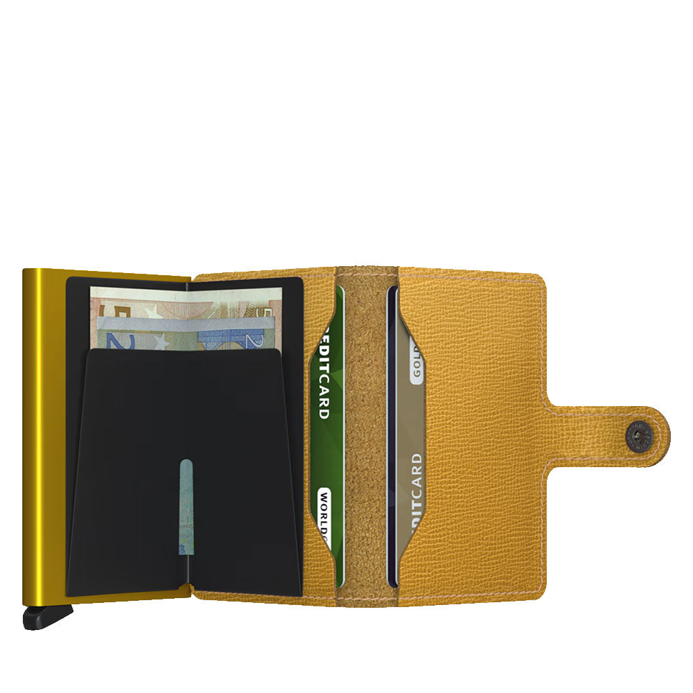SECRID Miniwallet Crisple Line Kartenetui mit Clip aus ockerfarbenem Leder mit RFID