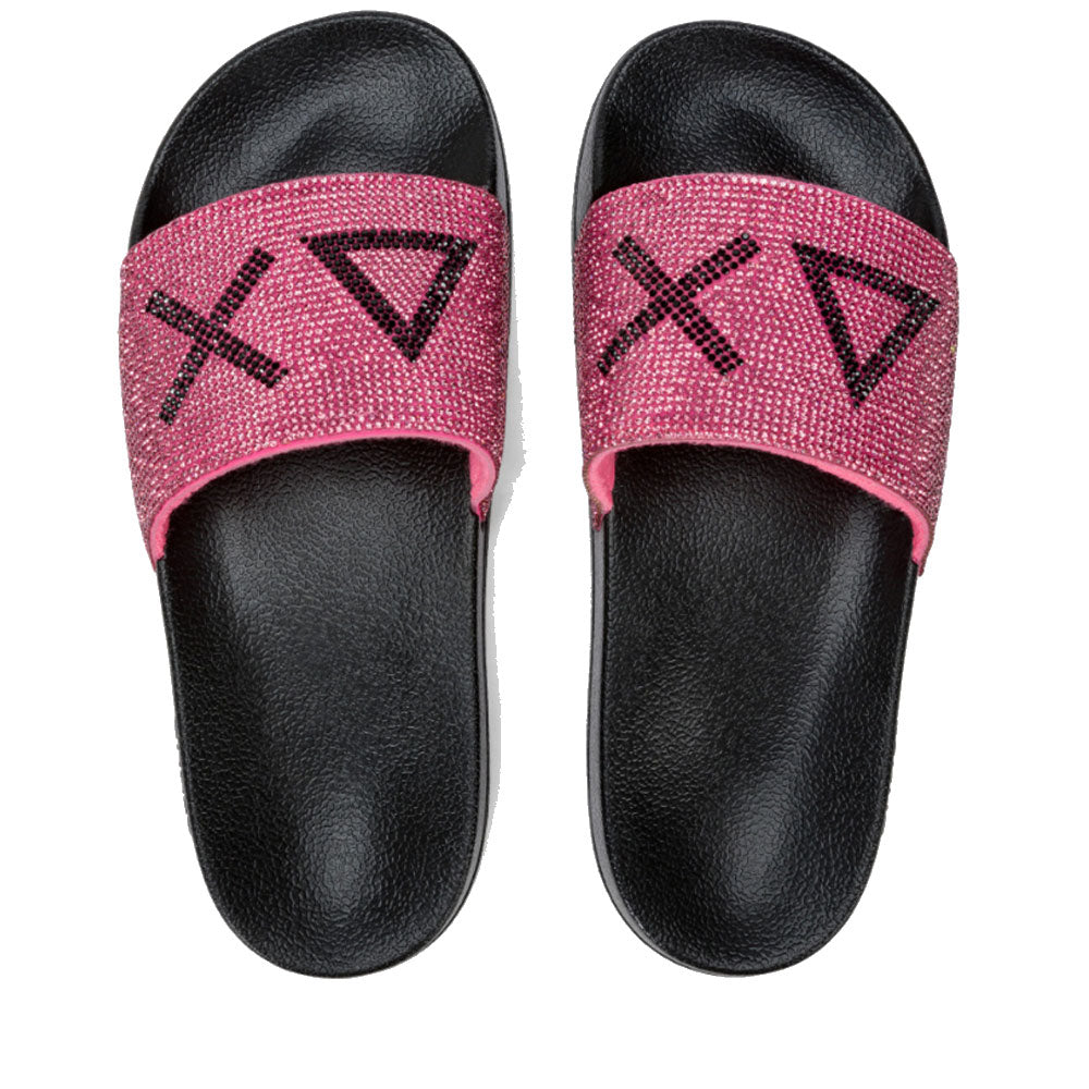 Ciabatte da Donna SUN68 Linea Slippers Logo Strass Colore Nero - Fuxia Fluo - X35205