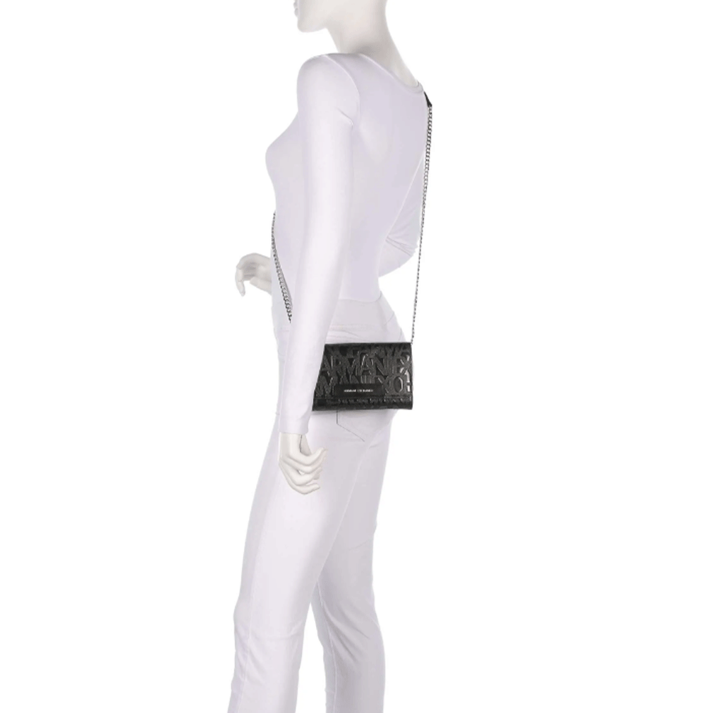 Mini Clutch Donna con Tracolla in Catena ARMANI EXCHANGE colore Nero