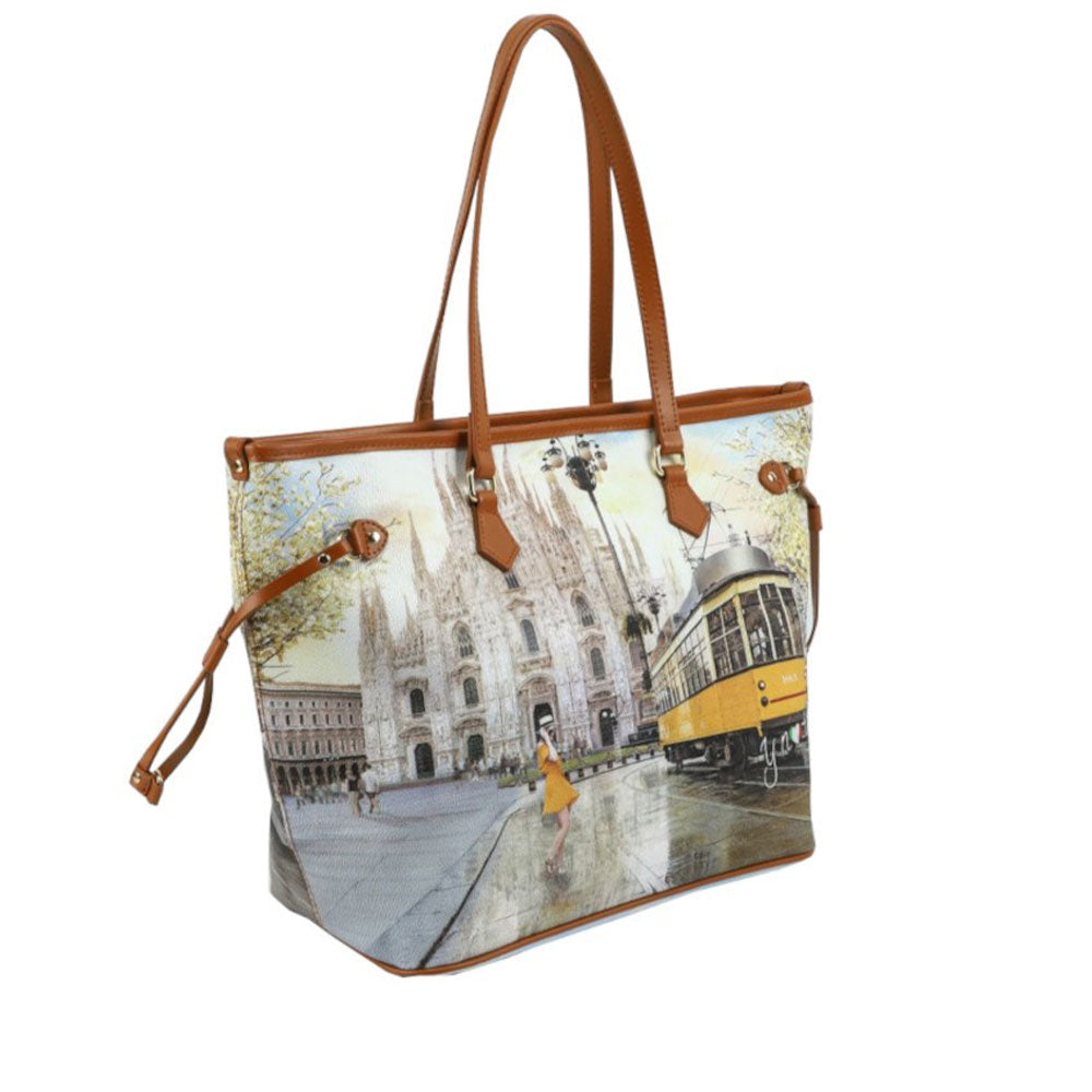 Borsa Donna Y NOT a Spalla YES-319 Stampa Milano