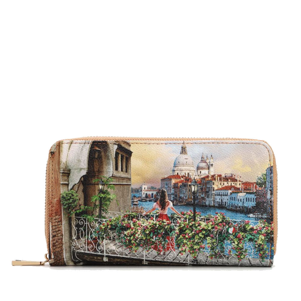 Portafoglio Donna Y NOT YES-361 Stampa Flowery Canal Chiusura Zip Around