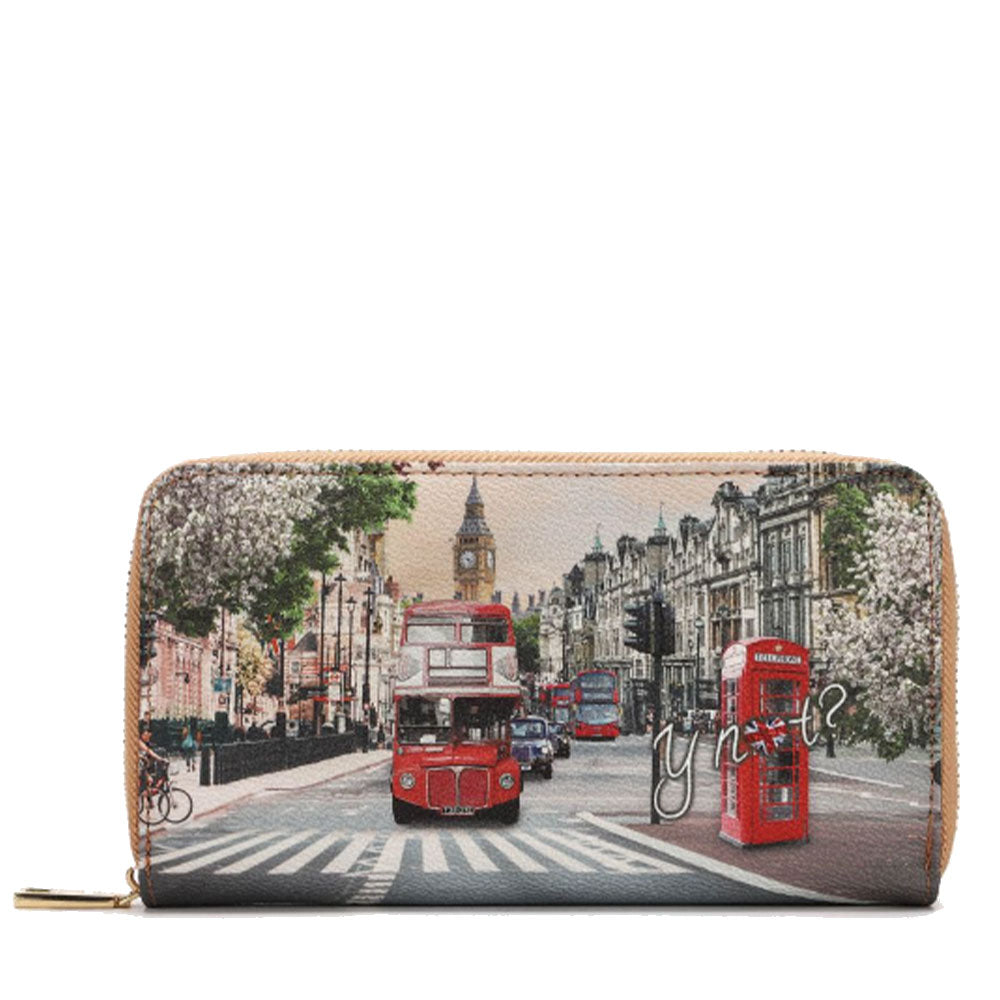 Portafoglio Donna Y NOT YES-361 Stampa London Rainbow Chiusura Zip Around