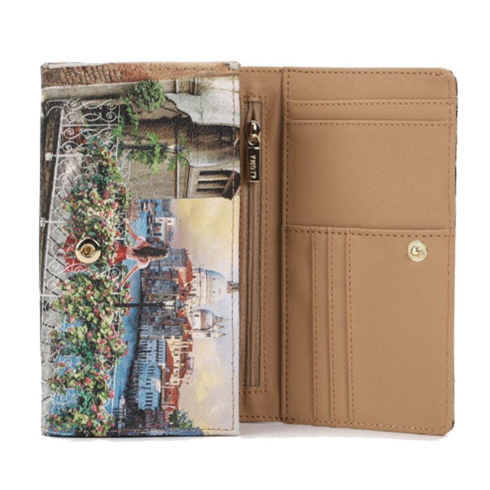 Portafoglio Donna Y NOT Chiuso con Bottone YES-364 Stampa Flowery Canal