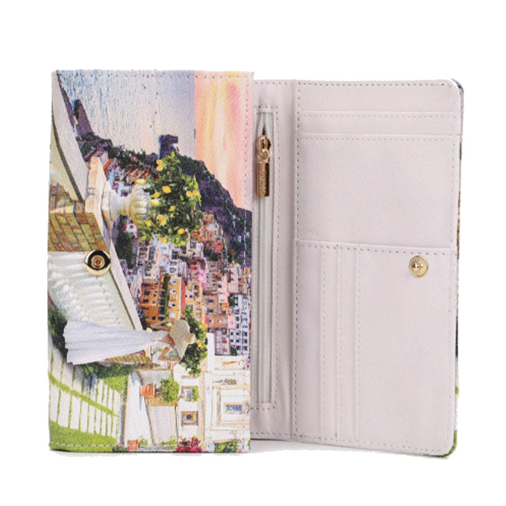 Portafoglio Donna Y NOT Chiuso con Bottone YES-364 Stampa Romantic Coast