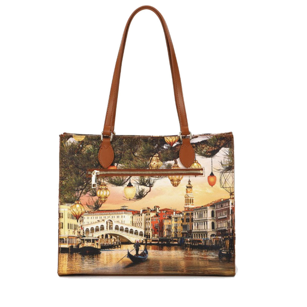Borsa Donna Shopper a Spalla Y NOT YES-602 stampa Christmas Venice