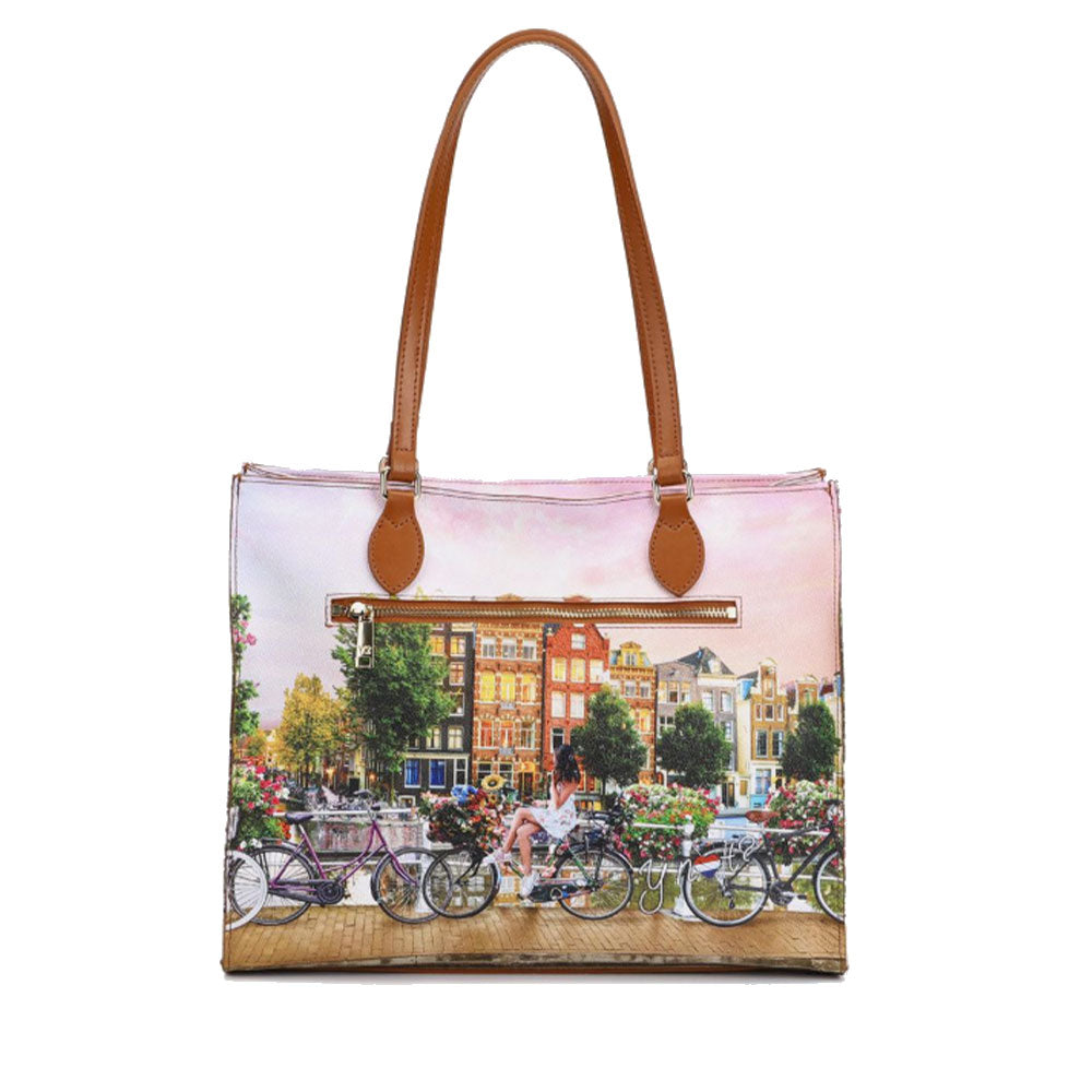 Borsa Donna Shopper a Spalla Y NOT YES-602 stampa Flower River