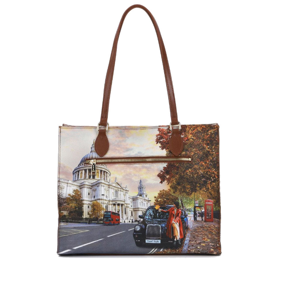 Borsa Donna Shopper a Spalla Y NOT YES-602 stampa London Tourist
