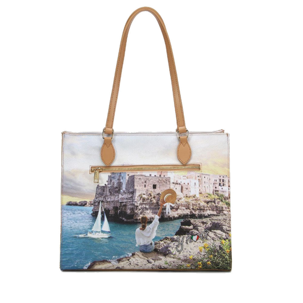 Borsa Donna Shopper a Spalla Y NOT YES-602 stampa Polignano Coast