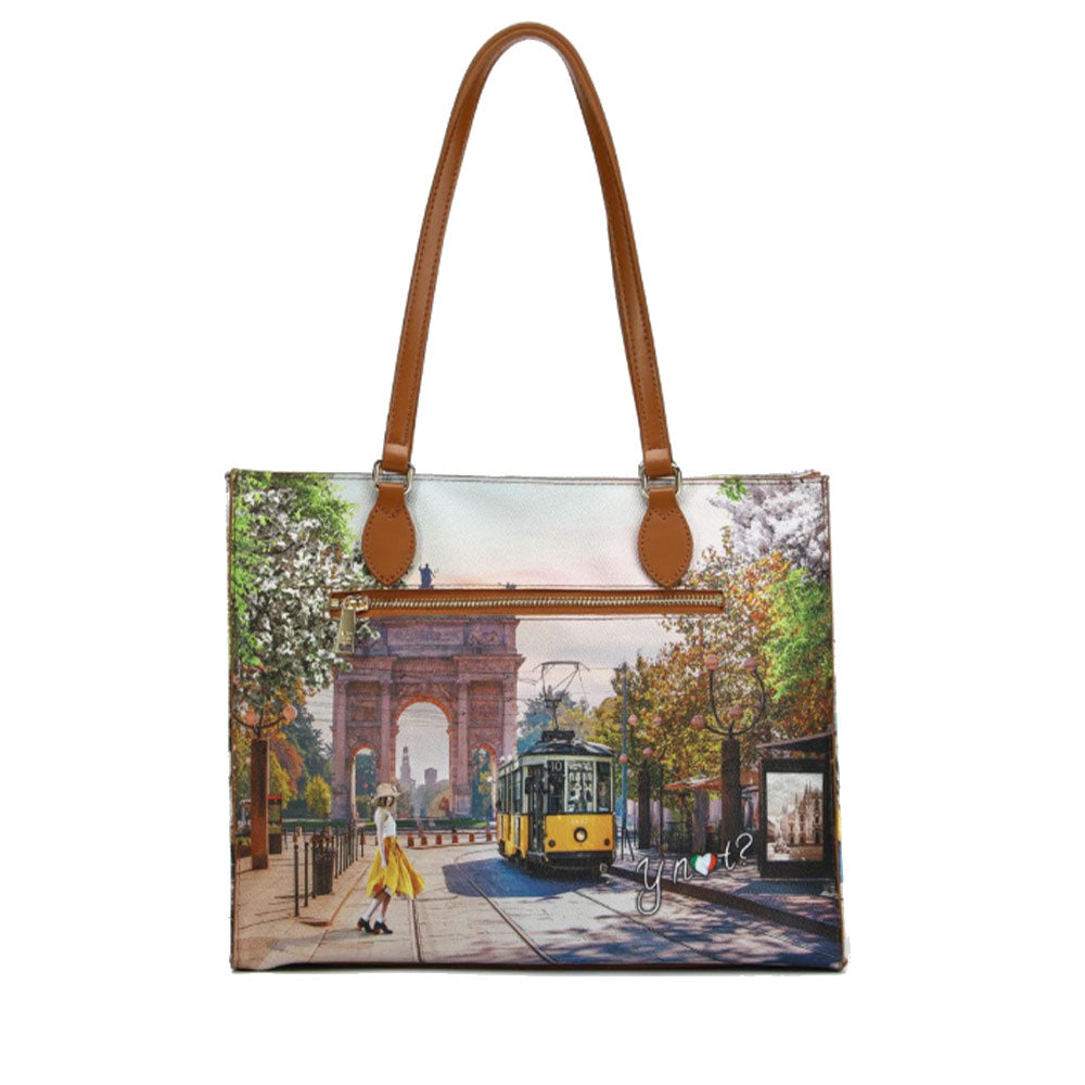 Borsa Donna Shopper a Spalla Y NOT YES-602 stampa Spring in Milan
