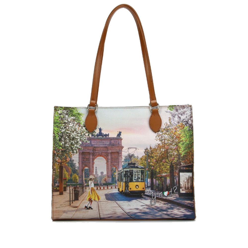 Borsa Donna Shopper a Spalla Y NOT YES-602 stampa Spring in Milan
