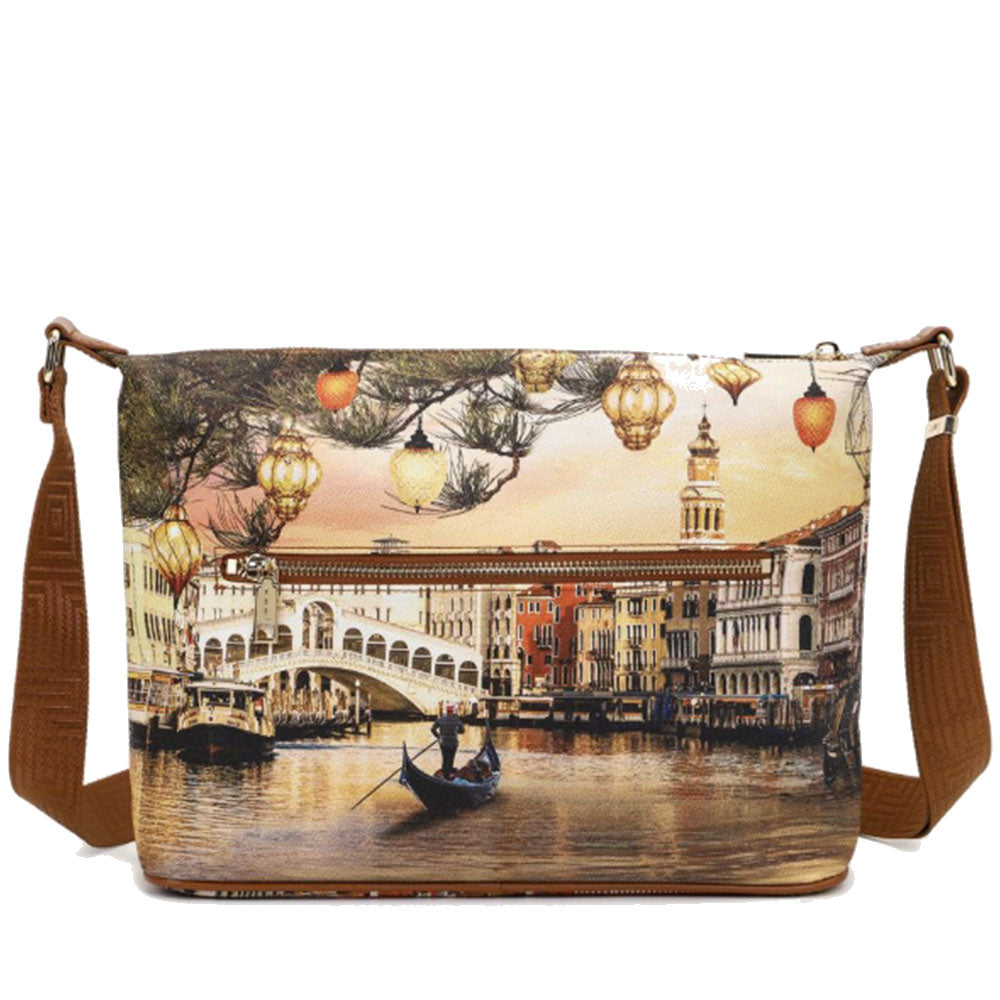 Y NOT Damen Hobo Easy Große Schultertasche YES-607 Christmas Venice