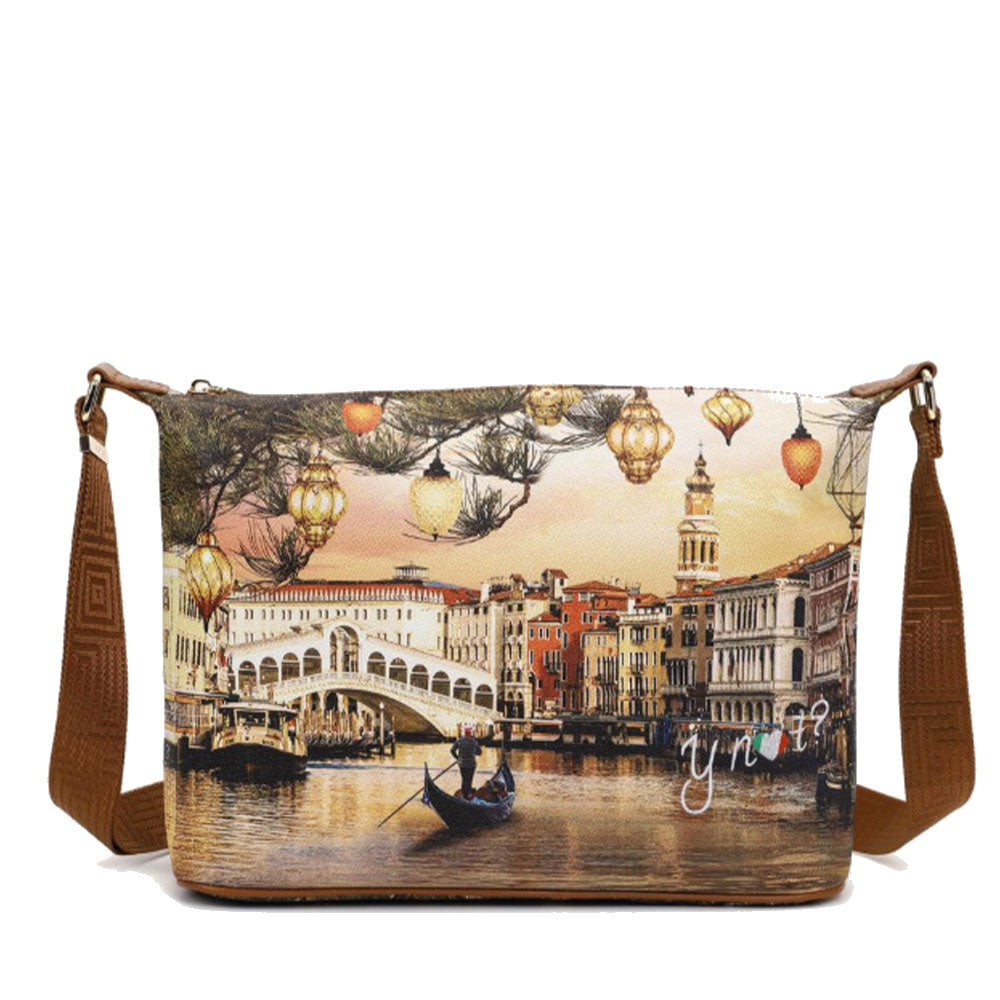 Y NOT Damen Hobo Easy Große Schultertasche YES-607 Christmas Venice