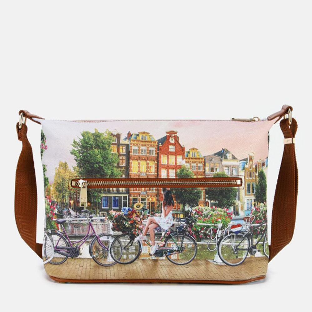 Borsa Donna Y NOT Hobo Easy Large a Tracolla YES-607 Flower River
