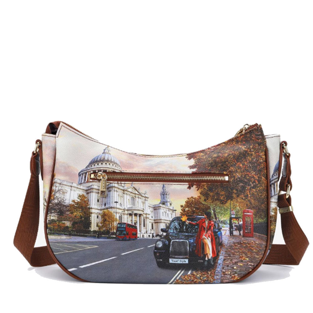 Borsa Donna Hobo Bag a Tracolla Y NOT YES-628 Stampa London Tourist