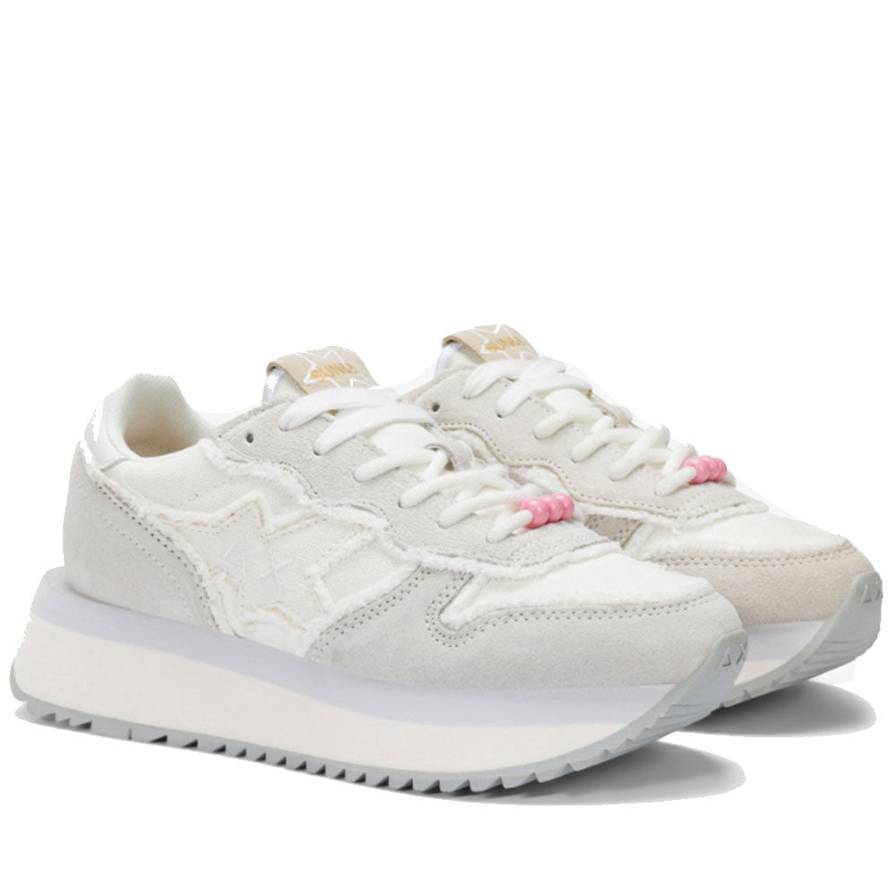 Scarpe Donna Sun68 Sneakers Big Stargirl Canvas Colore Bianco Panna - Z35216