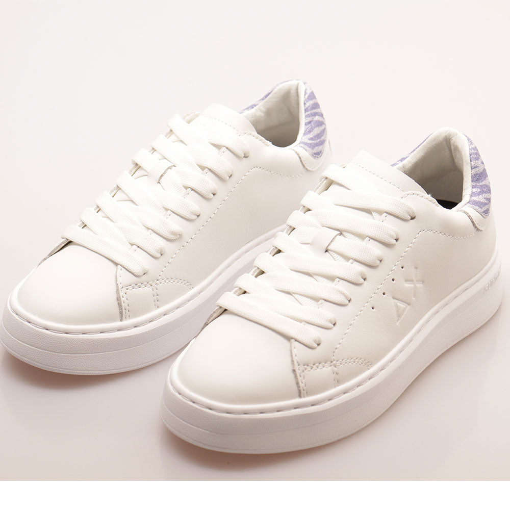 Scarpe Donna Sun68 Sneakers Grace Leather Colore Bianco - Lilla - Z35226