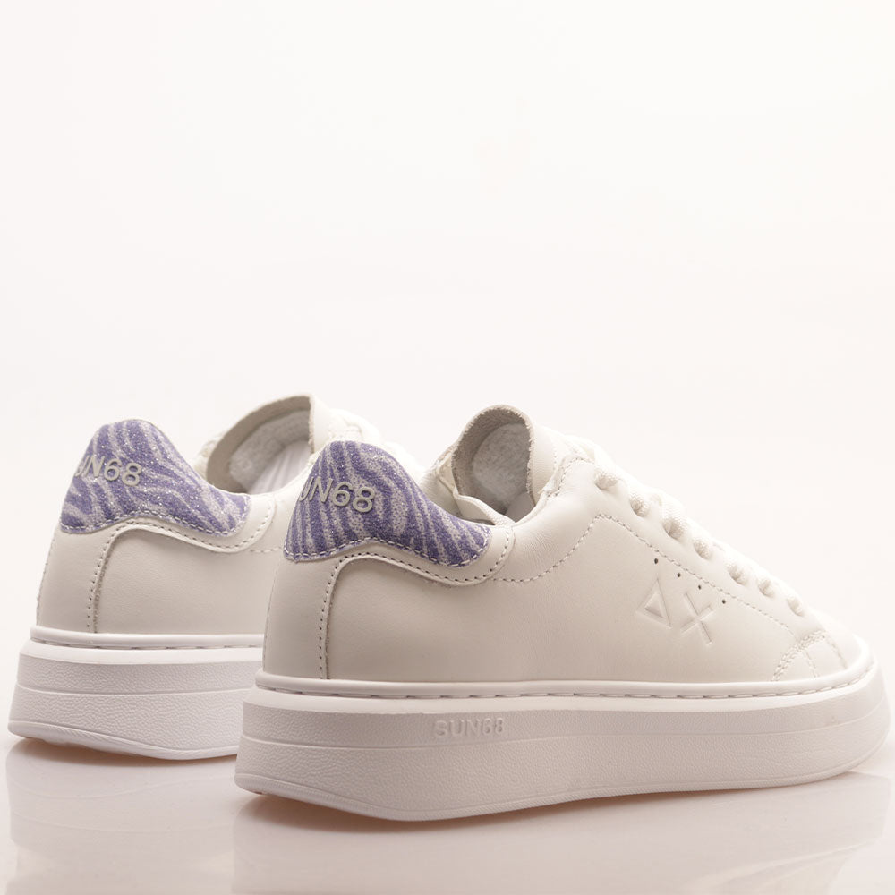 Scarpe Donna Sun68 Sneakers Grace Leather Colore Bianco - Lilla - Z35226