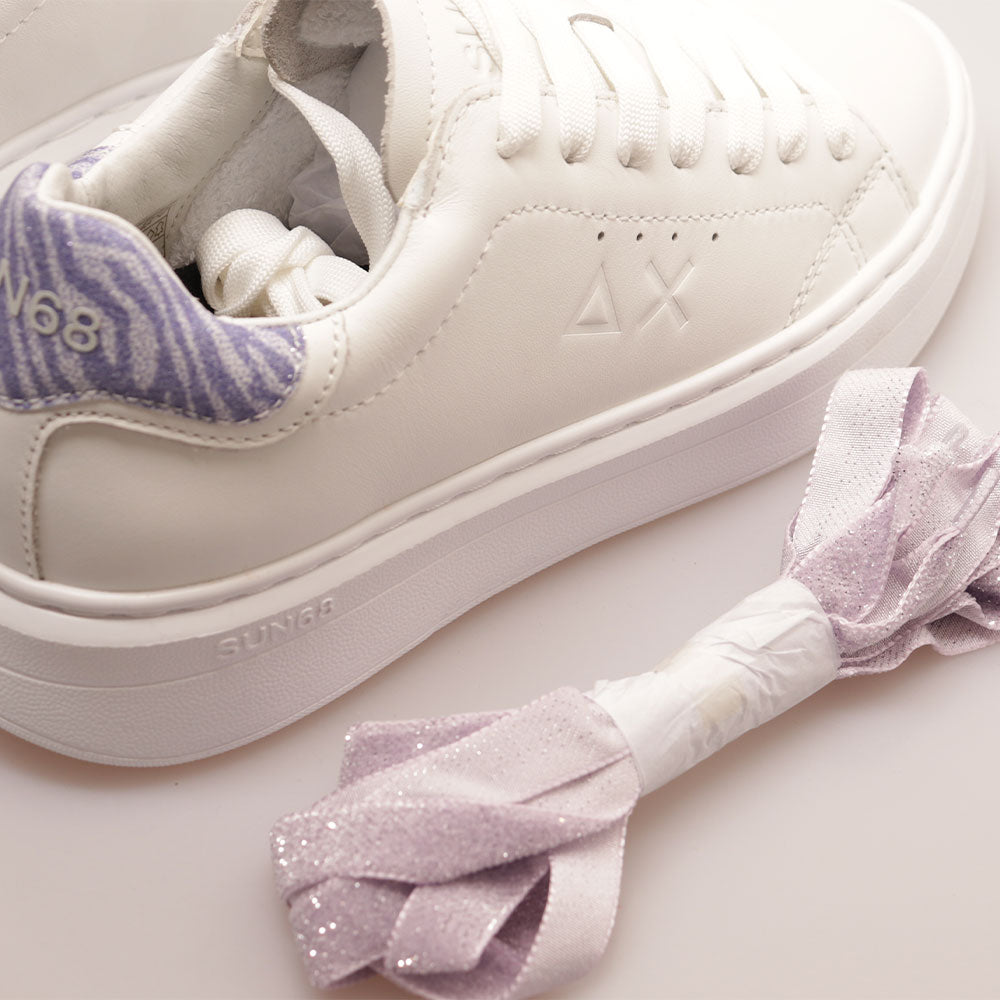 Scarpe Donna Sun68 Sneakers Grace Leather Colore Bianco - Lilla - Z35226