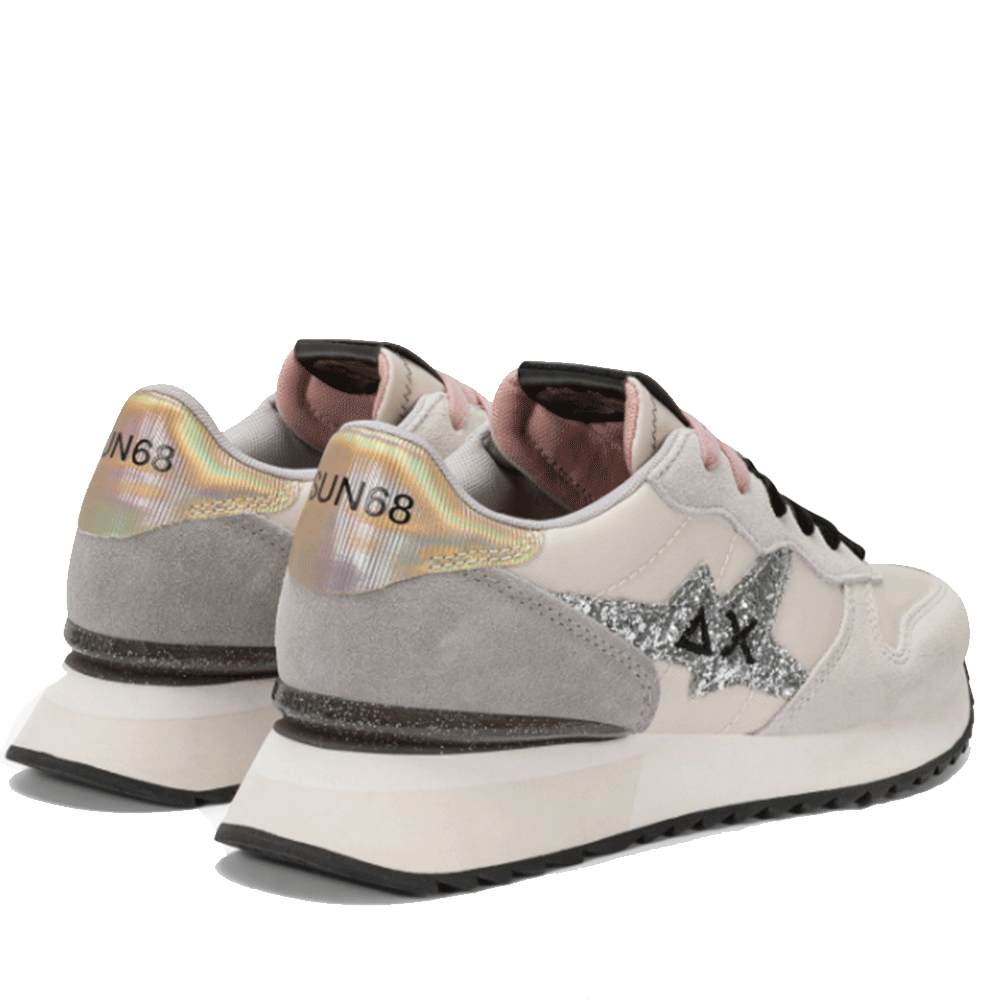 Scarpe Donna Sun68 Sneakers Stargirl Glitter Logo Colore Bianco Panna - Z45217