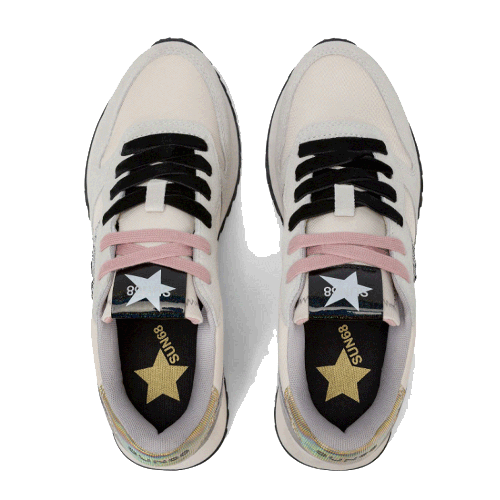 Scarpe Donna Sun68 Sneakers Stargirl Glitter Logo Colore Bianco Panna - Z45217