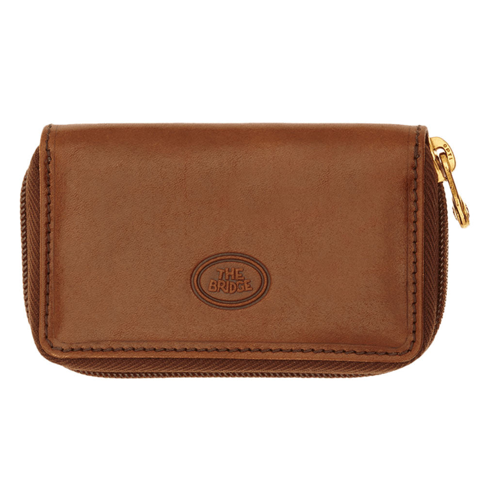 Portachiavi Uomo con Zip THE BRIDGE in Pelle Marrone linea Story Made in Italy