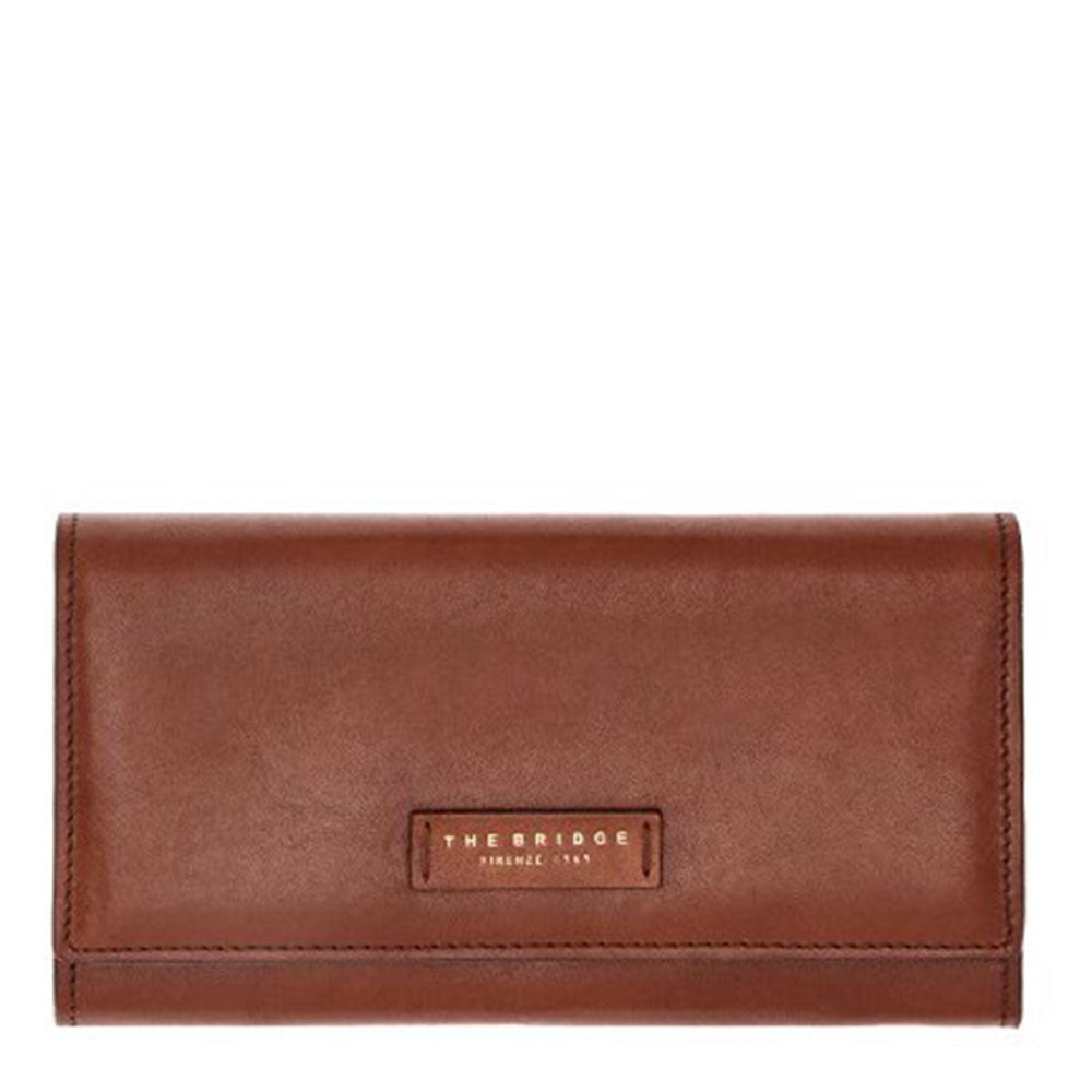Portafoglio Donna Medio Con Bottone THE BRIDGE in Pelle Marrone linea Leda