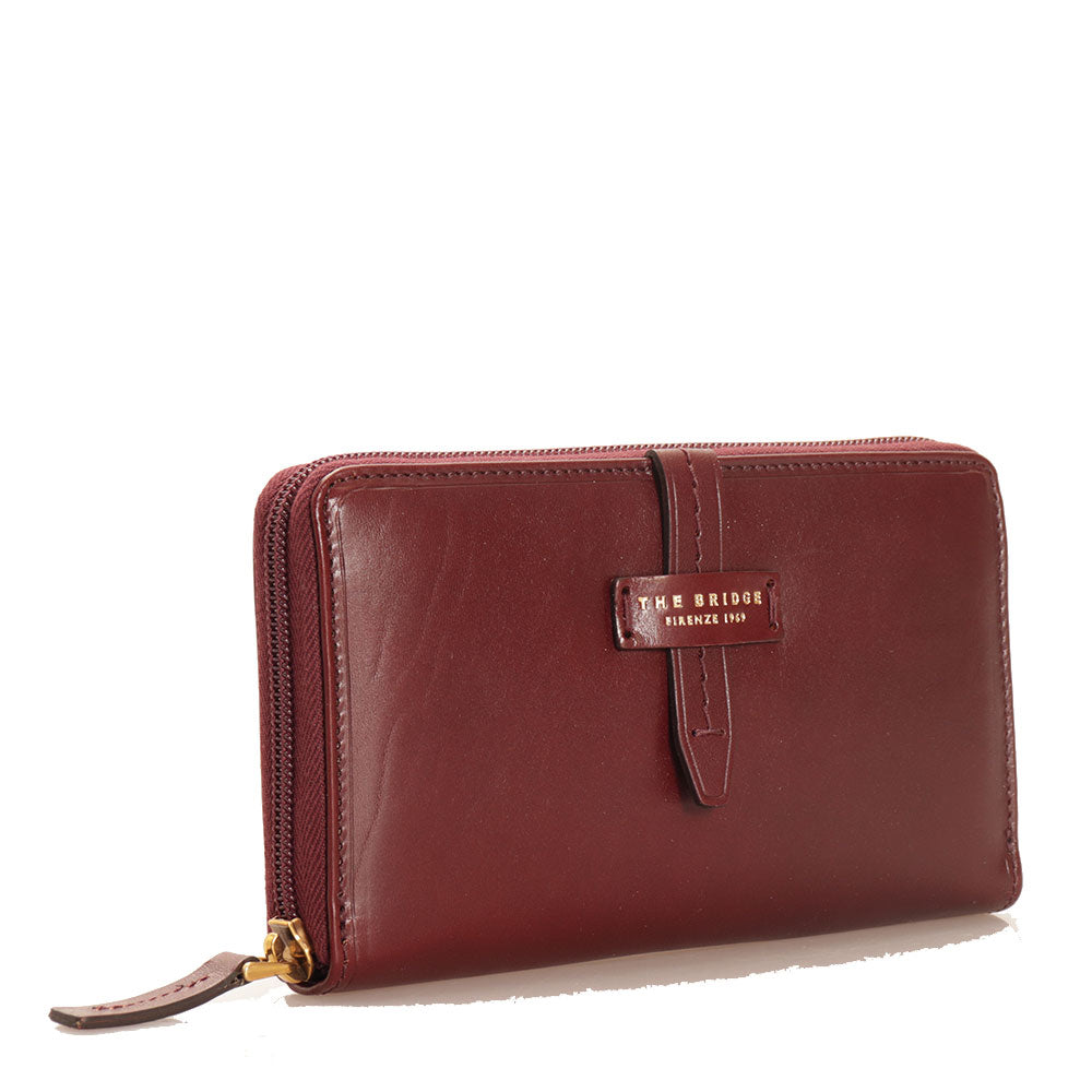 Portafoglio Donna Zip Around THE BRIDGE linea Florentin in Pelle Bordeaux