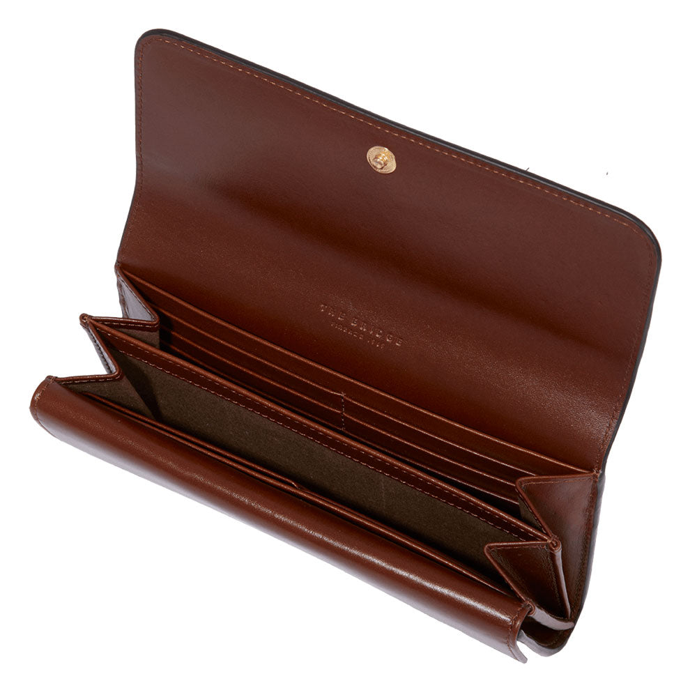 Portafoglio Donna con Bottone THE BRIDGE linea Domitilla in Pelle Marrone
