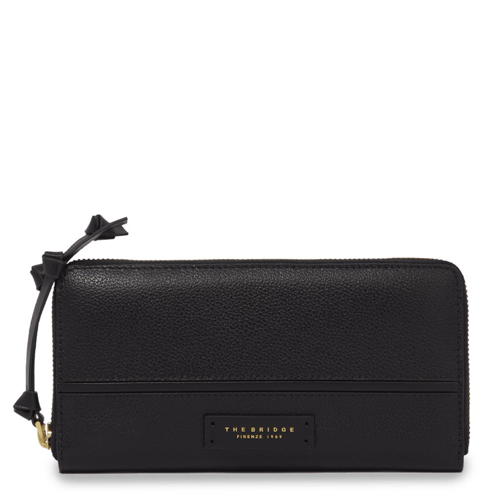 Portafoglio Donna Zip Around THE BRIDGE linea Domitilla in Pelle Nera