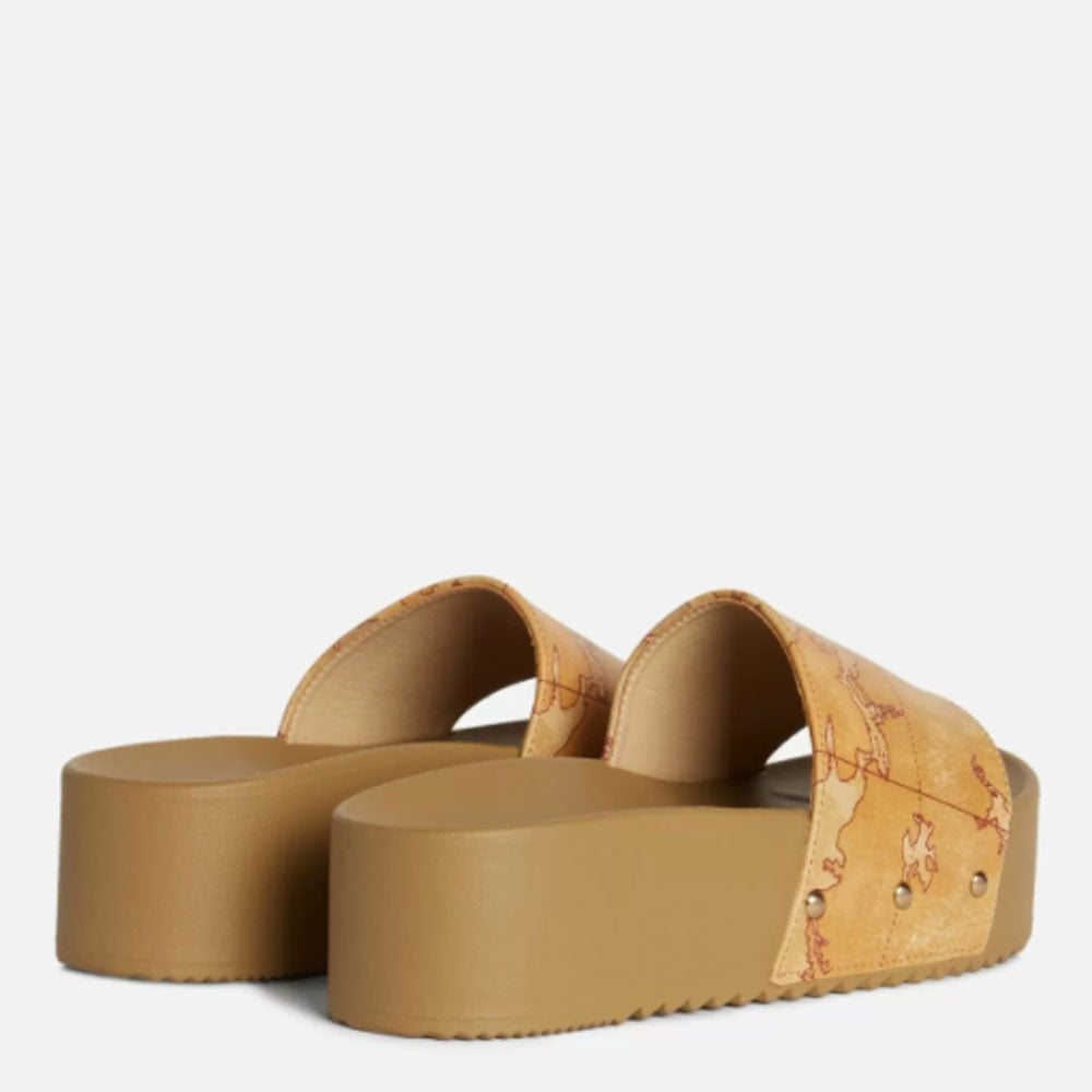 Scarpe Donna 1A Classe Alviero Martini Ciabatte con Zeppa in Tessuto Geo Classic 0177