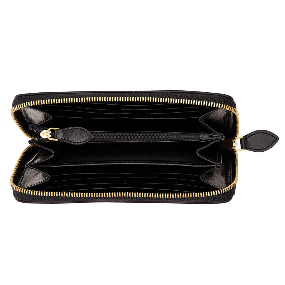 Portafoglio Donna Zip Around THE BRIDGE linea Bettina in Pelle Nera