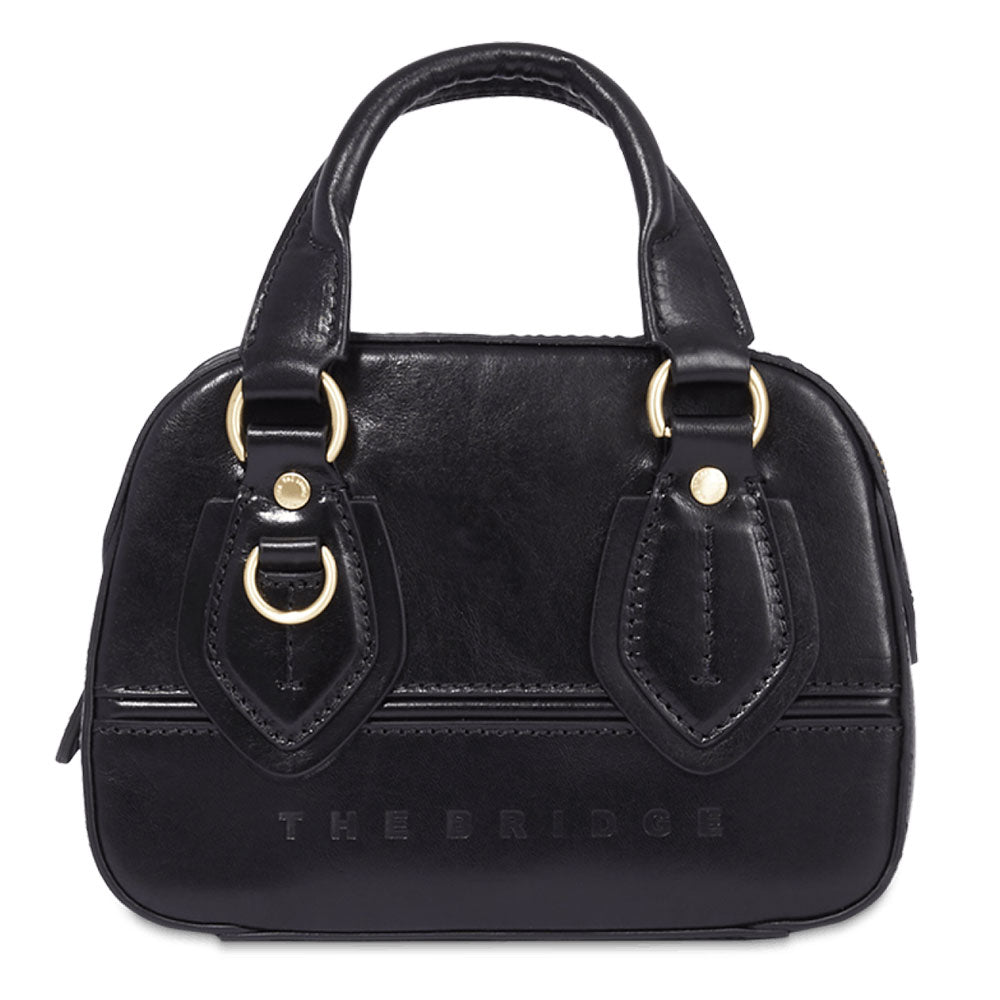 THE BRIDGE Damen-Mini-Boston-Tasche Daphne-Linie aus schwarzem Leder