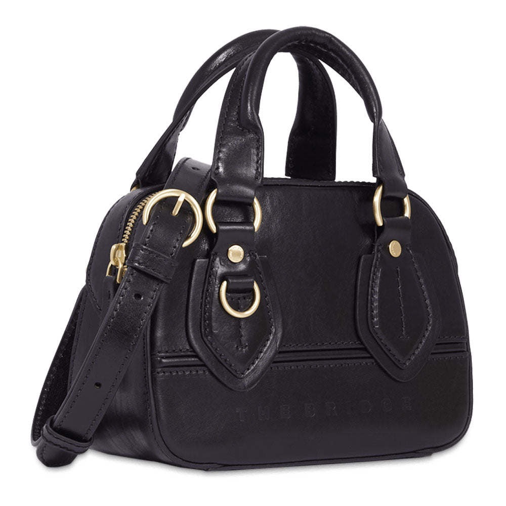 THE BRIDGE Damen-Mini-Boston-Tasche Daphne-Linie aus schwarzem Leder