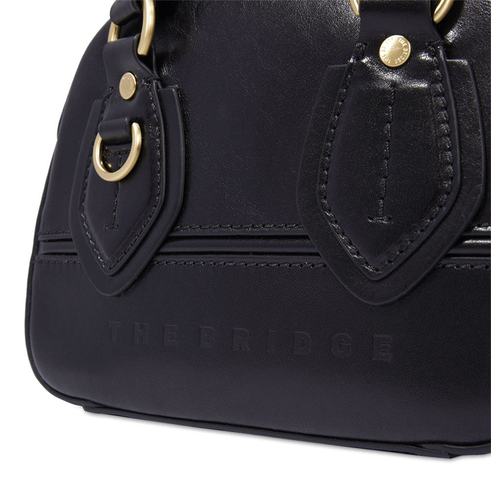 THE BRIDGE Damen-Mini-Boston-Tasche Daphne-Linie aus schwarzem Leder