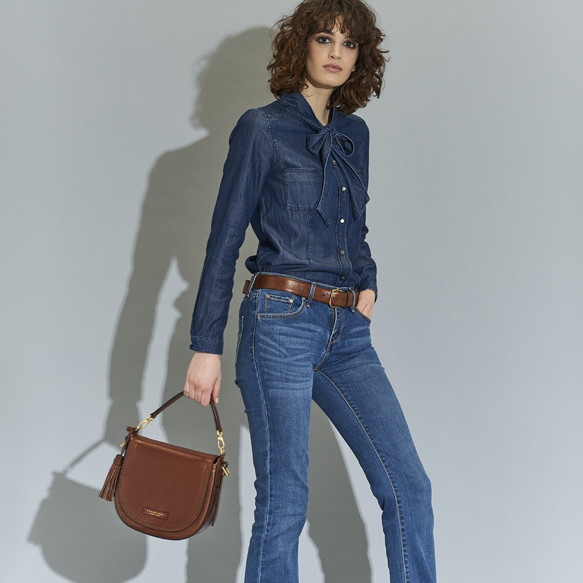 Borsa Donna a Mano con Tracolla THE BRIDGE in Pelle Marrone linea Pearl District