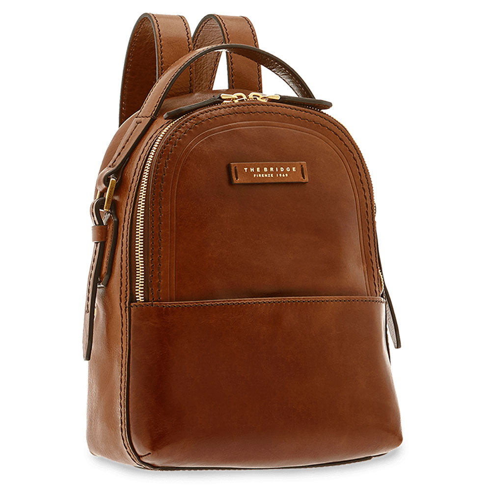 THE BRIDGE Kleiner Damenrucksack aus braunem Leder der Pearl District-Linie