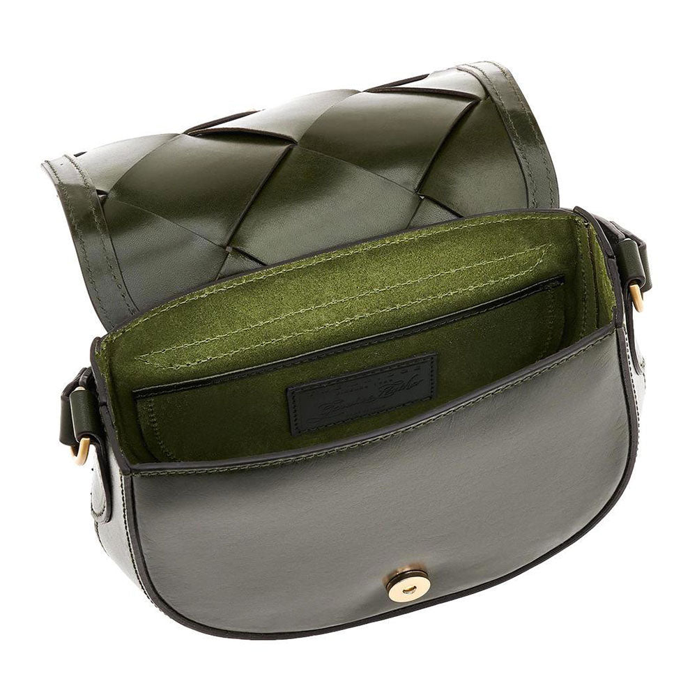 Borsa Donna a Tracolla Media THE BRIDGE linea Bettina Intreccio in Pelle Verde Tirolo